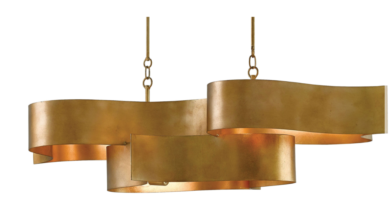 Grand Lotus Gold Oval Chandelier
