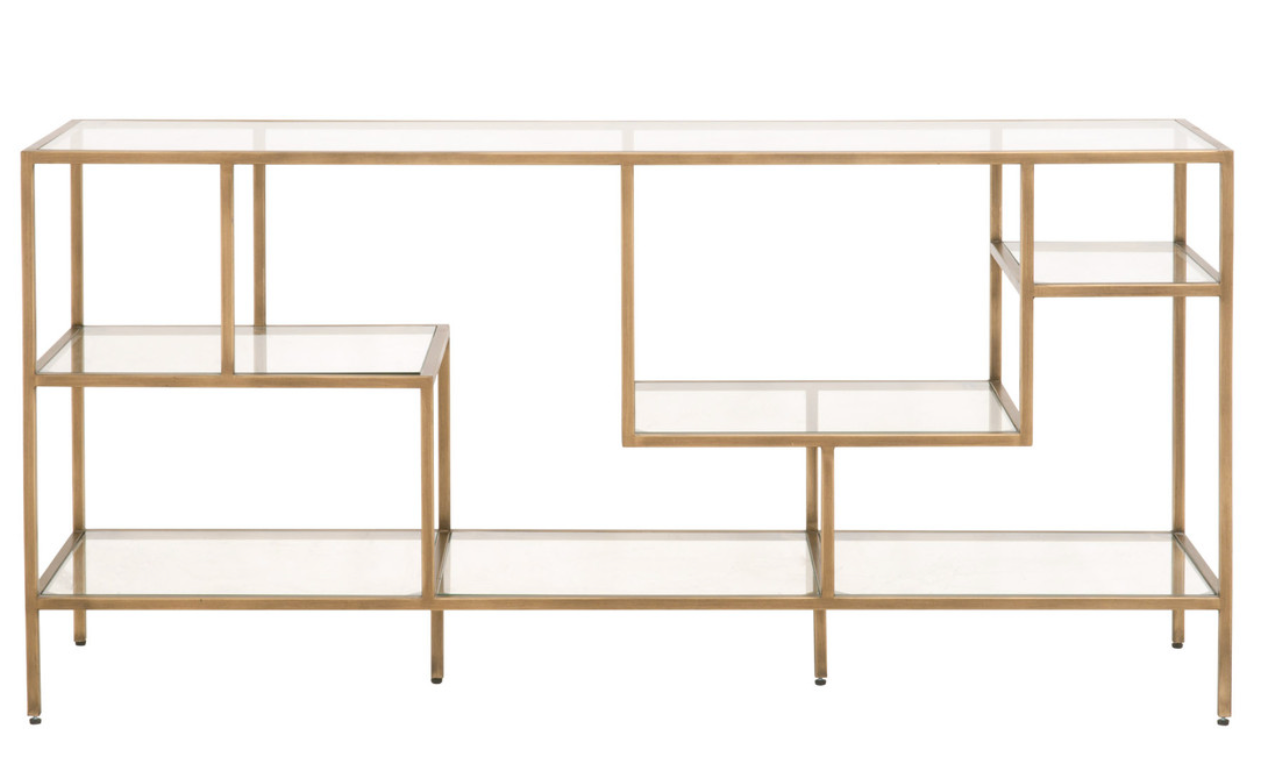 Beakman Low Bookcase Brass / Glass