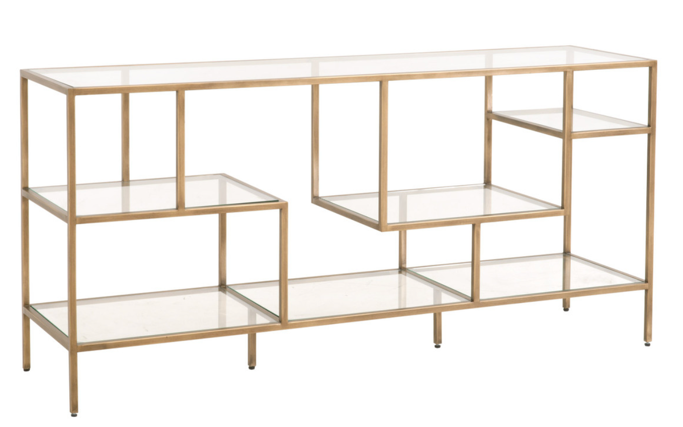 Beakman Low Bookcase Brass / Glass
