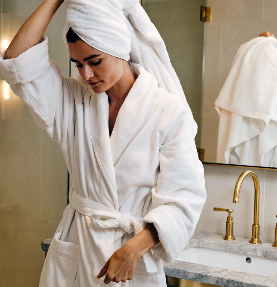 Shawl Collar Bathrobe w/Piping