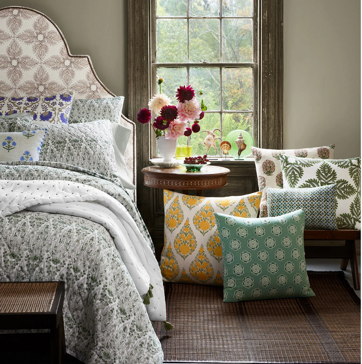 Verdin Dark Sage Decorative Pillow