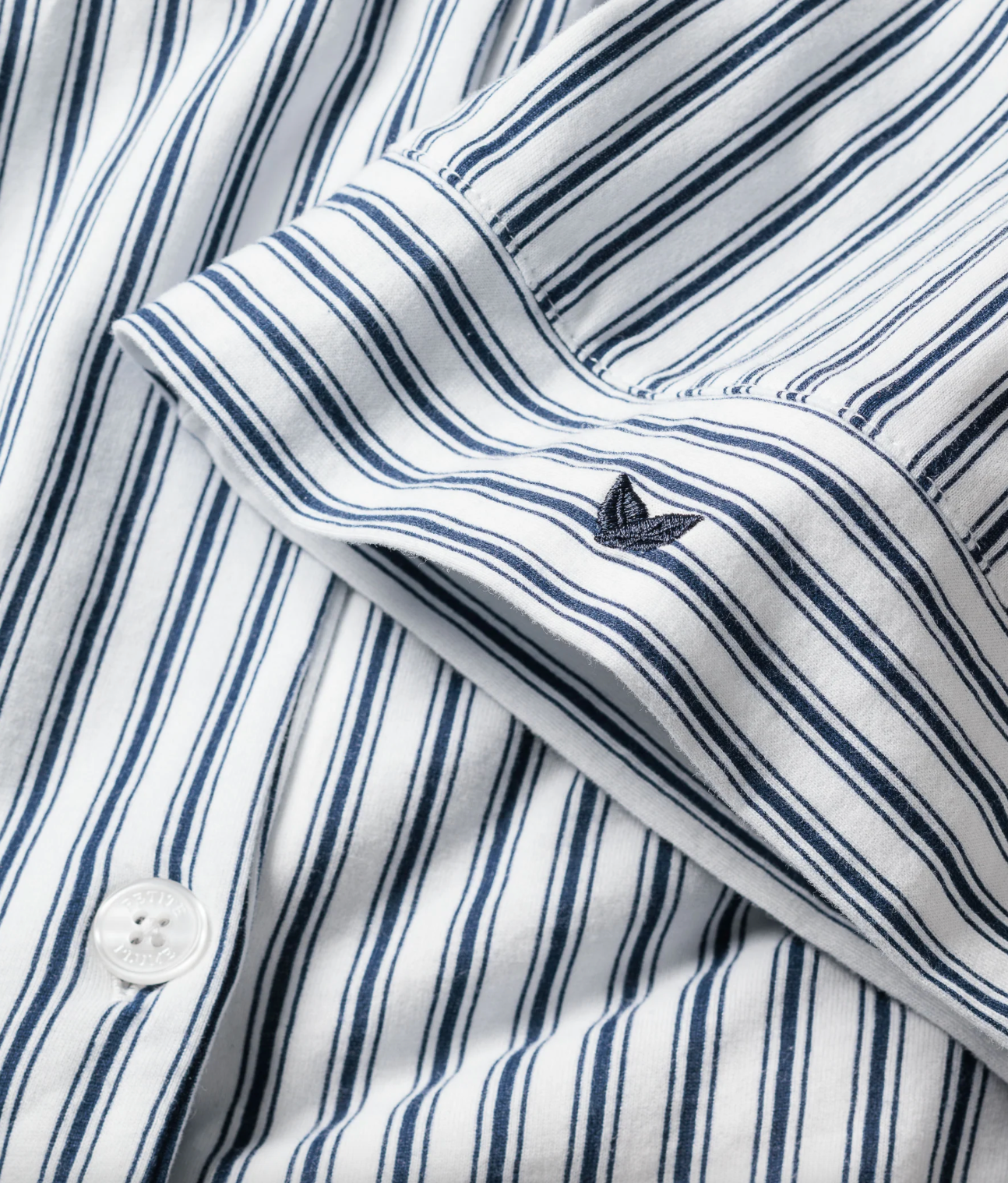 Olivia Wide Leg Pima Pajama Set in Navy French Ticking Stripe