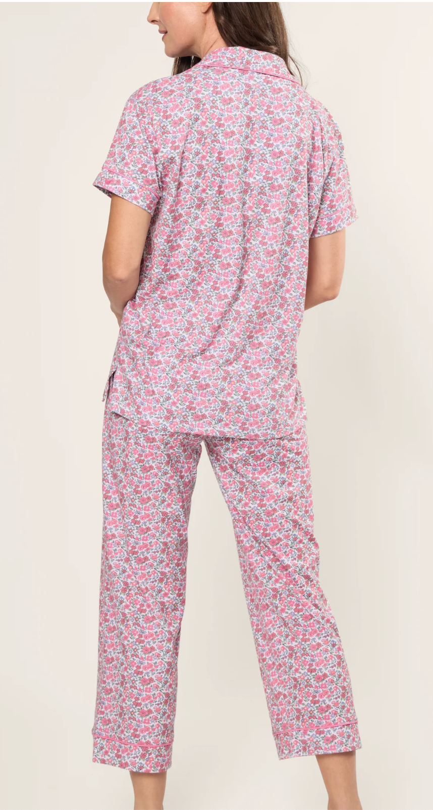 Pima Crop Set in Fleurs De Rose