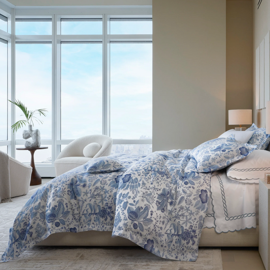 Pomegranate Linen Duvet- Porcelain Blue