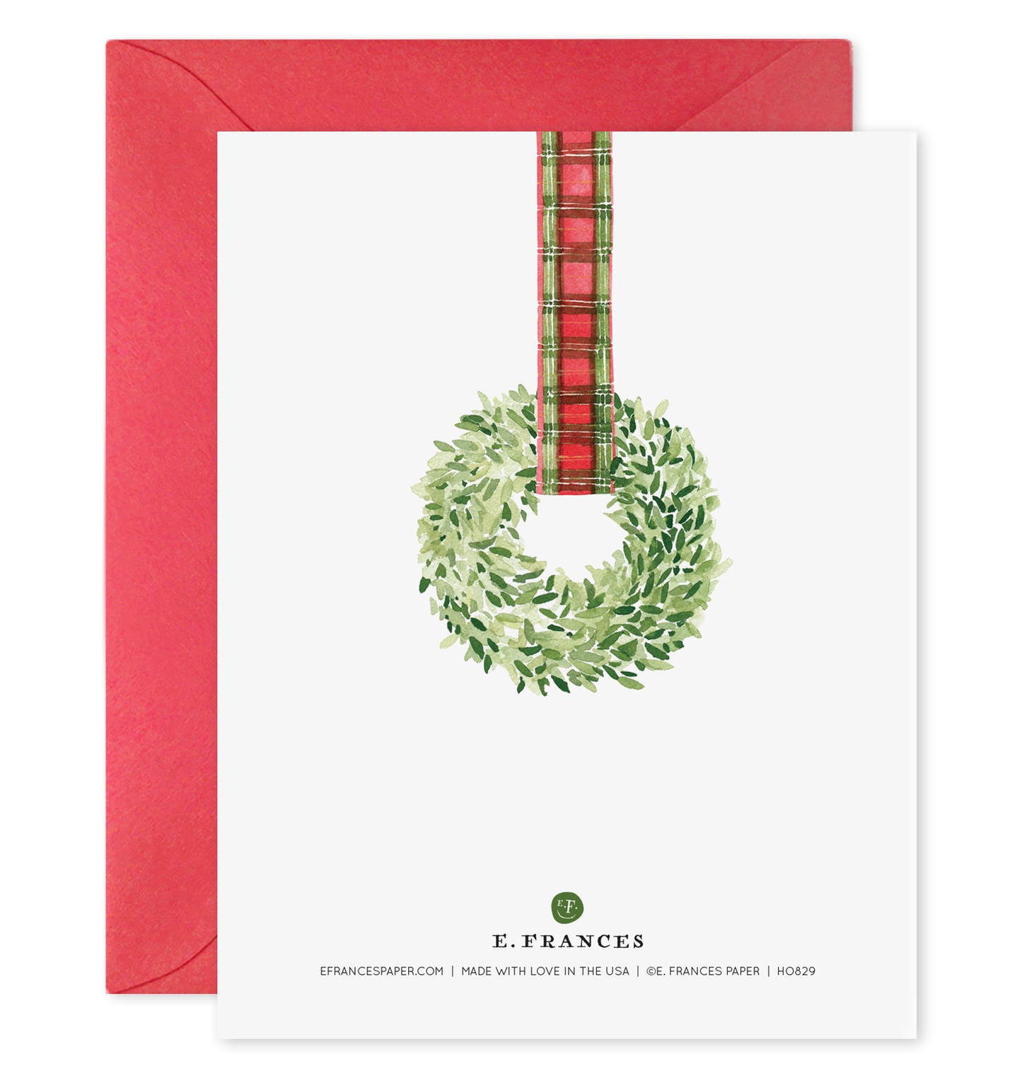Plaid Ribbon Wreath | Christmas Card