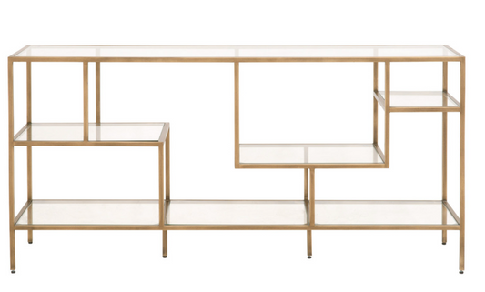 Beakman Low Bookcase Brass / Glass