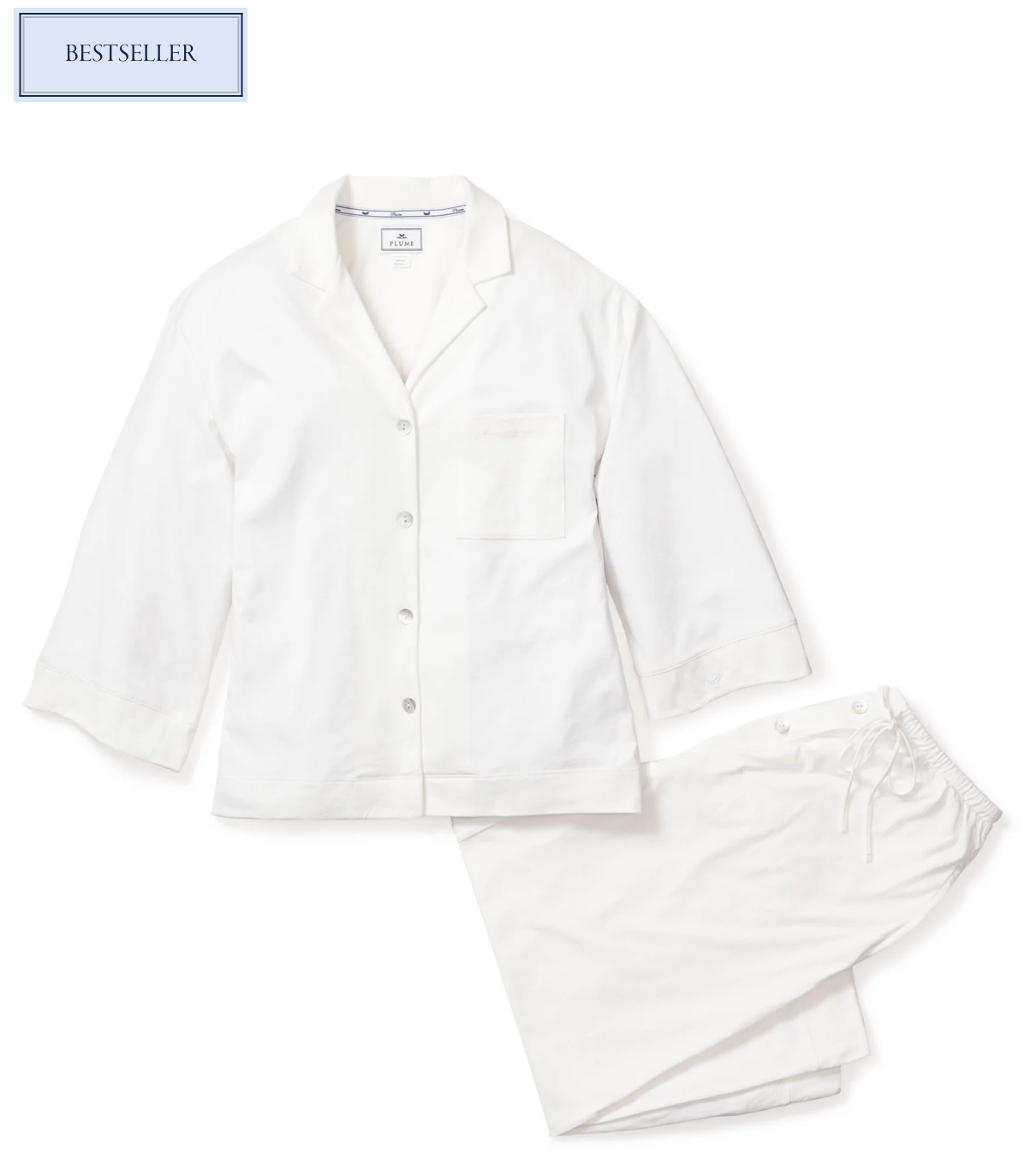 Olivia Wide Leg Pima Pajama Set White