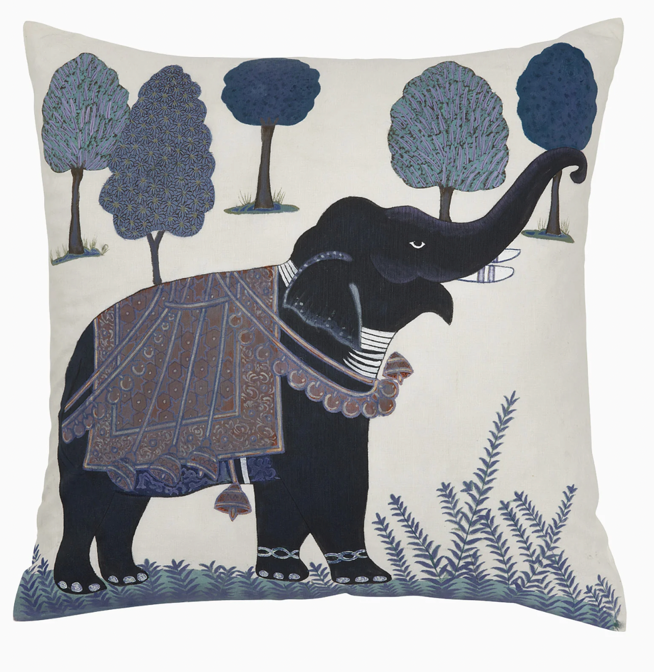 Indigo Elephant Decorative Pillow