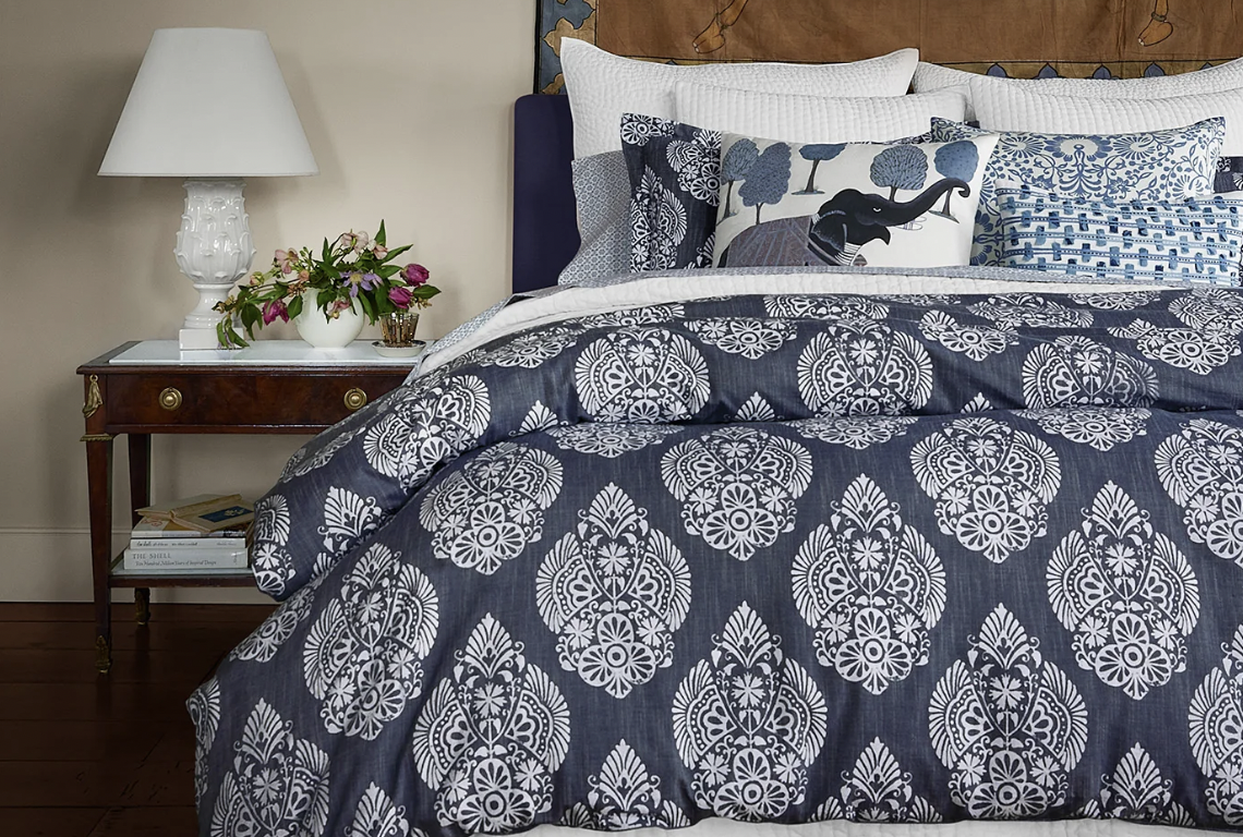 Indigo Elephant Decorative Pillow