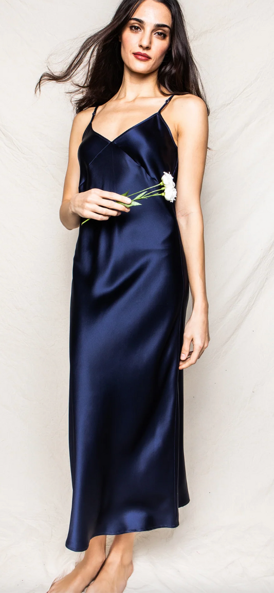 Women's Silk Cosette Nightgown - Navy