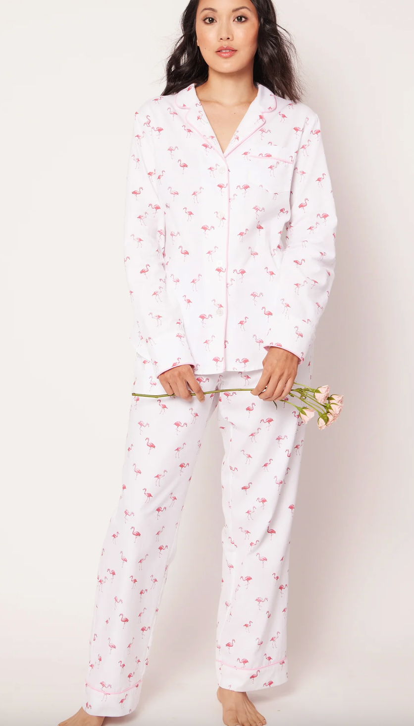 Twill Pajama Set in Flamingos