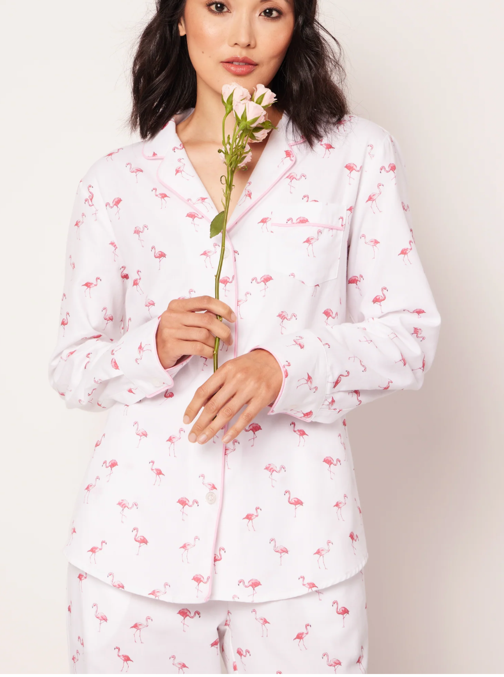 Twill Pajama Set in Flamingos