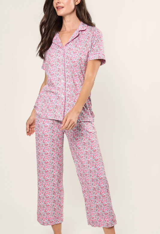 Pima Crop Set in Fleurs De Rose