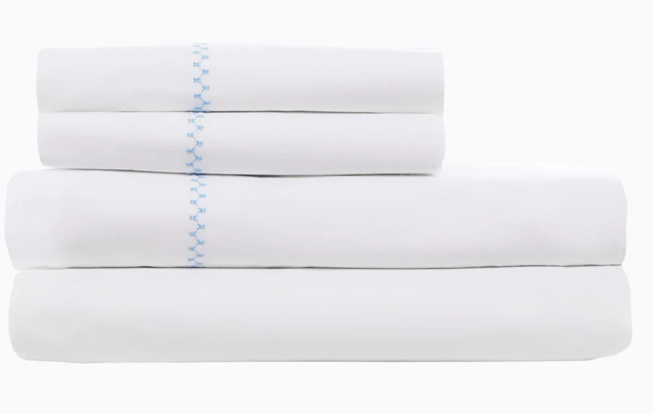 Stitched Light Indigo Organic Sheet Set