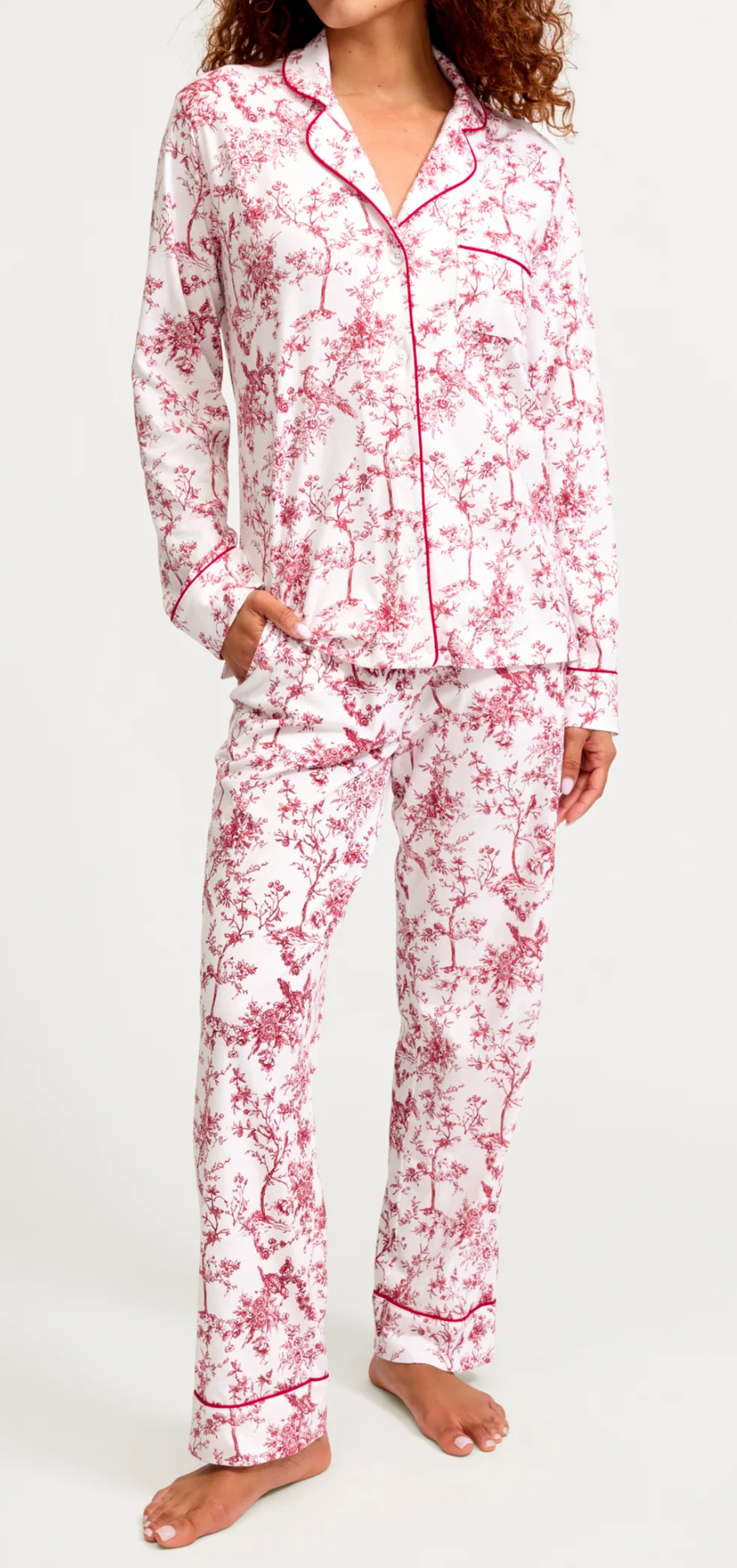 Luxe Pima Pajama Set - Red Timeless Toile